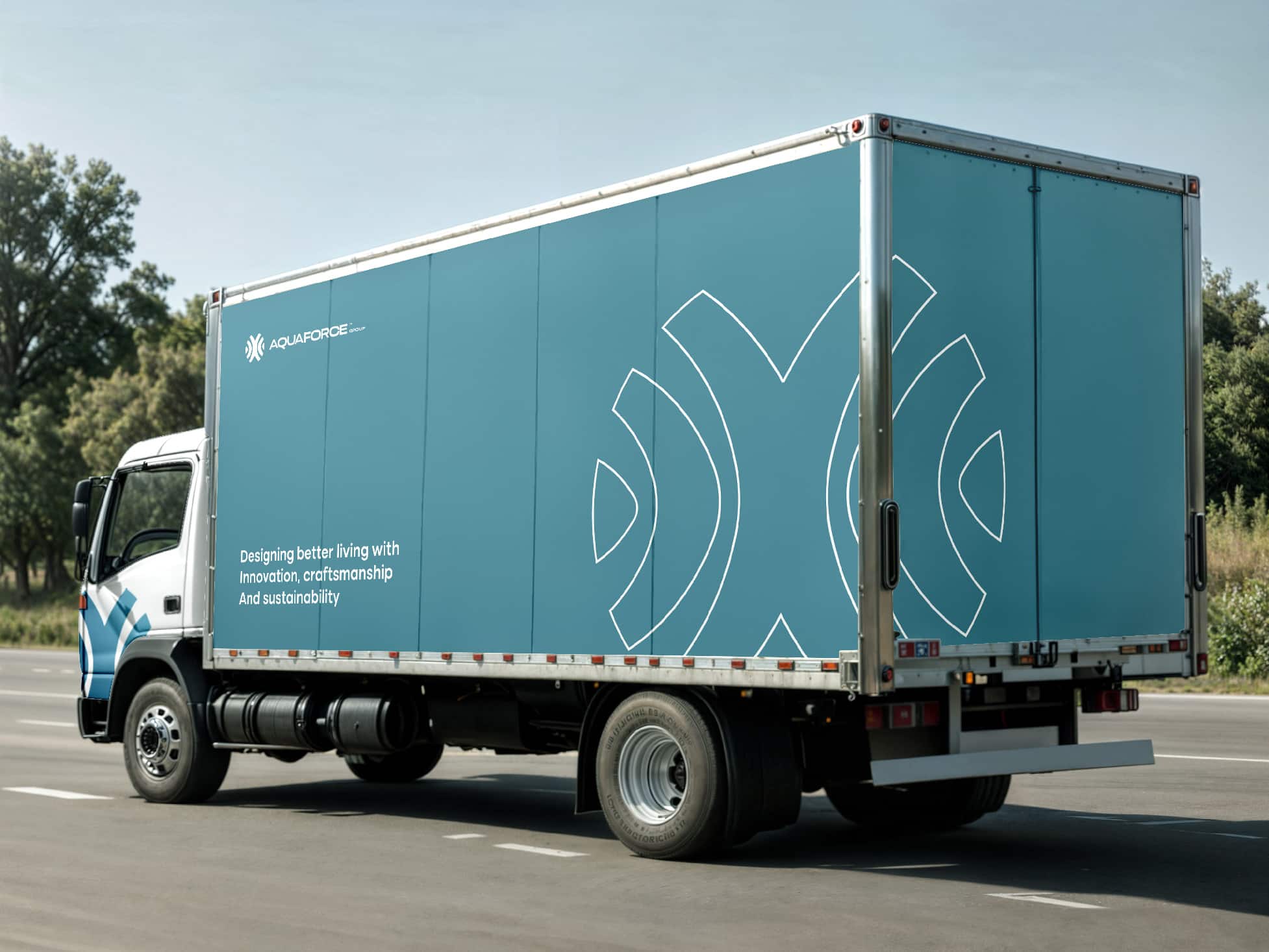 AquaForce branded delivery truck